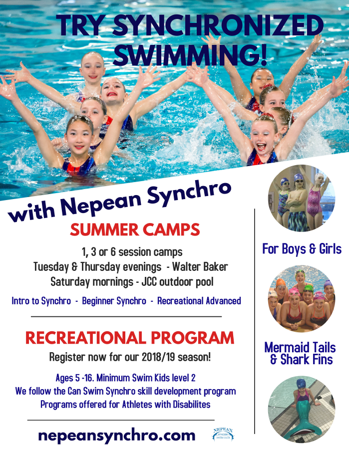Barrhaven Nepean Ottawa Synchronized Swimming Summer Camps